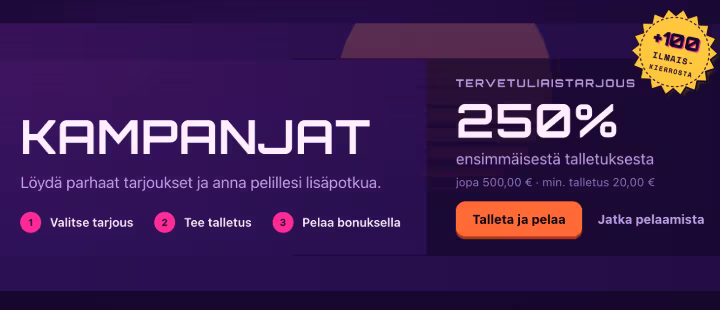 Arkasino Casino bonus sisältää 100 ilmaiskierrosta