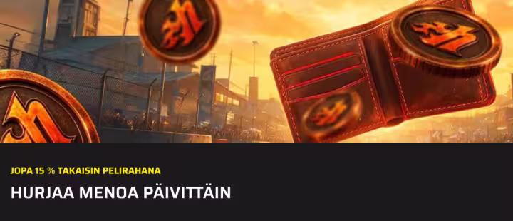 Hurjaa bonus on 15% päivittäinen cashback
